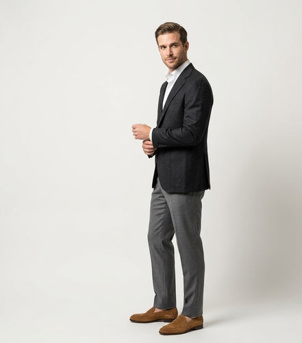 The Pewter | Flannel Twill | Super 120's | Woolmark Certified | Luxury Gift Boxed